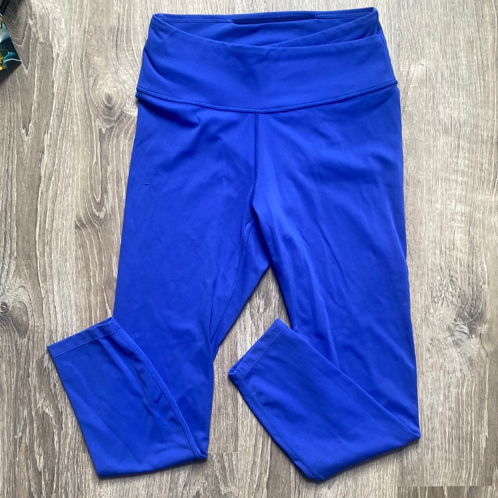 Crossover waistband workout leggings. Size small royal blue. Sweat wicking.